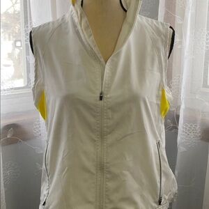 🎄 Champion sport vest jacket  yellow/white SZ S VTG